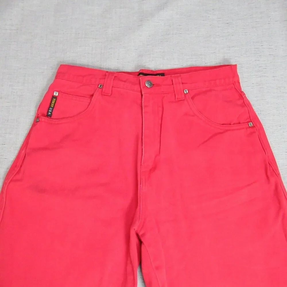Vintage Trust Jean Shorts Size 33 Red Baggy Punk Skater Y2K 90s Heavyweight